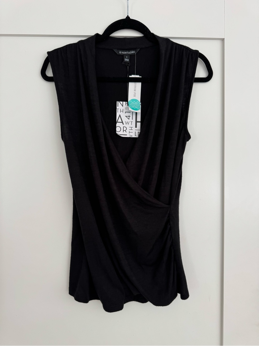 41 Hawthorn Black Sleeveless Surplice Camisole